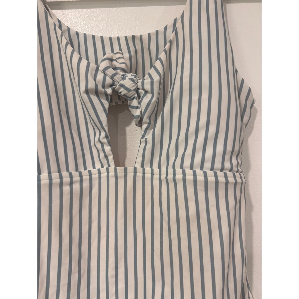 Albion Fit Womens Blue White Striped Tie Front One Piece Swimsuit Size M - Picture 3 of 5